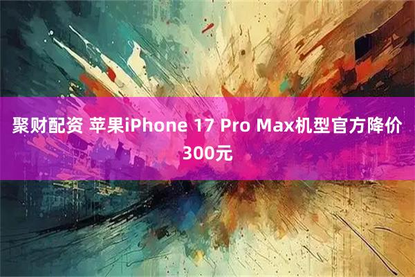 聚财配资 苹果iPhone 17 Pro Max机型官方降价300元