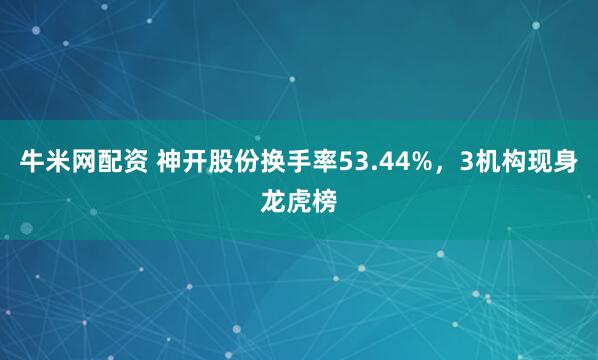牛米网配资 神开股份换手率53.44%，3机构现身龙虎榜