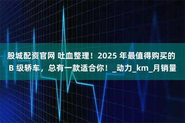 股城配资官网 吐血整理！2025 年最值得购买的 B 级轿车，总有一款适合你！_动力_km_月销量