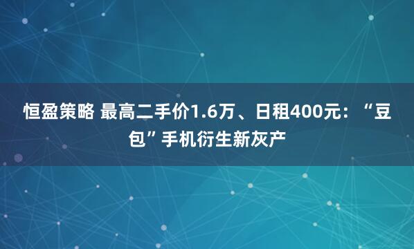 恒盈策略 最高二手价1.6万、日租400元：“豆包”手机衍生新灰产